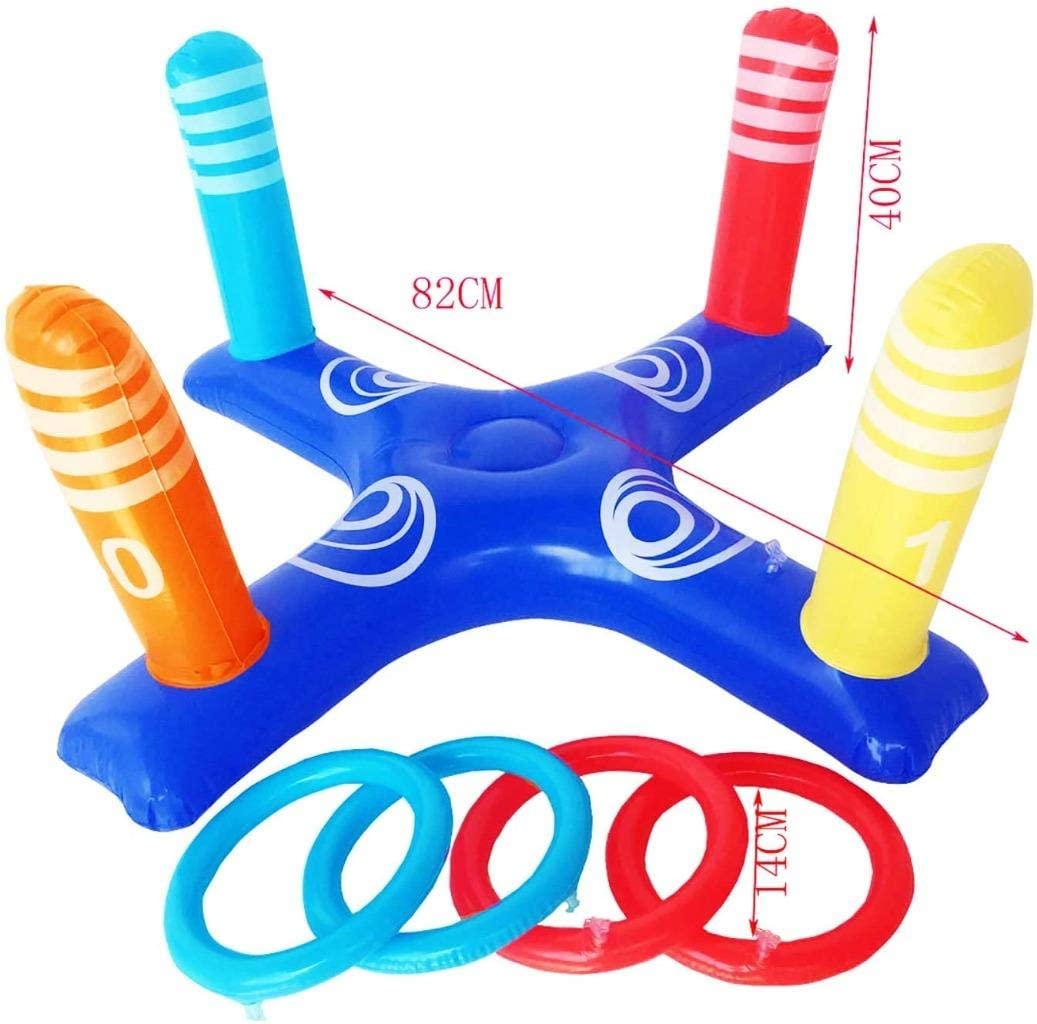 Inflatable Ring Toss Pool Game Toys w/ 4 Pcs Rings