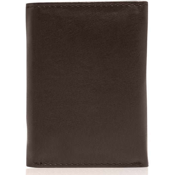 Genuine Brown Leather Men's Trifold Wallet With ID Window Gifts For Men RFID Blocking