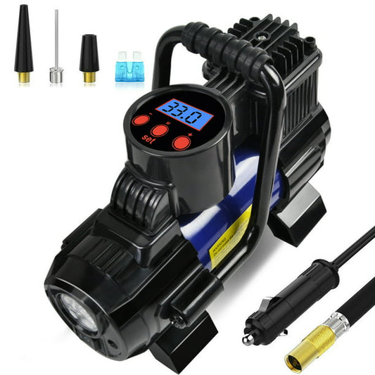 5 Heavy Duty Portable 12V 1 Car Tire Inflator Pump Air Compressor 140W 150 PSI, Blue