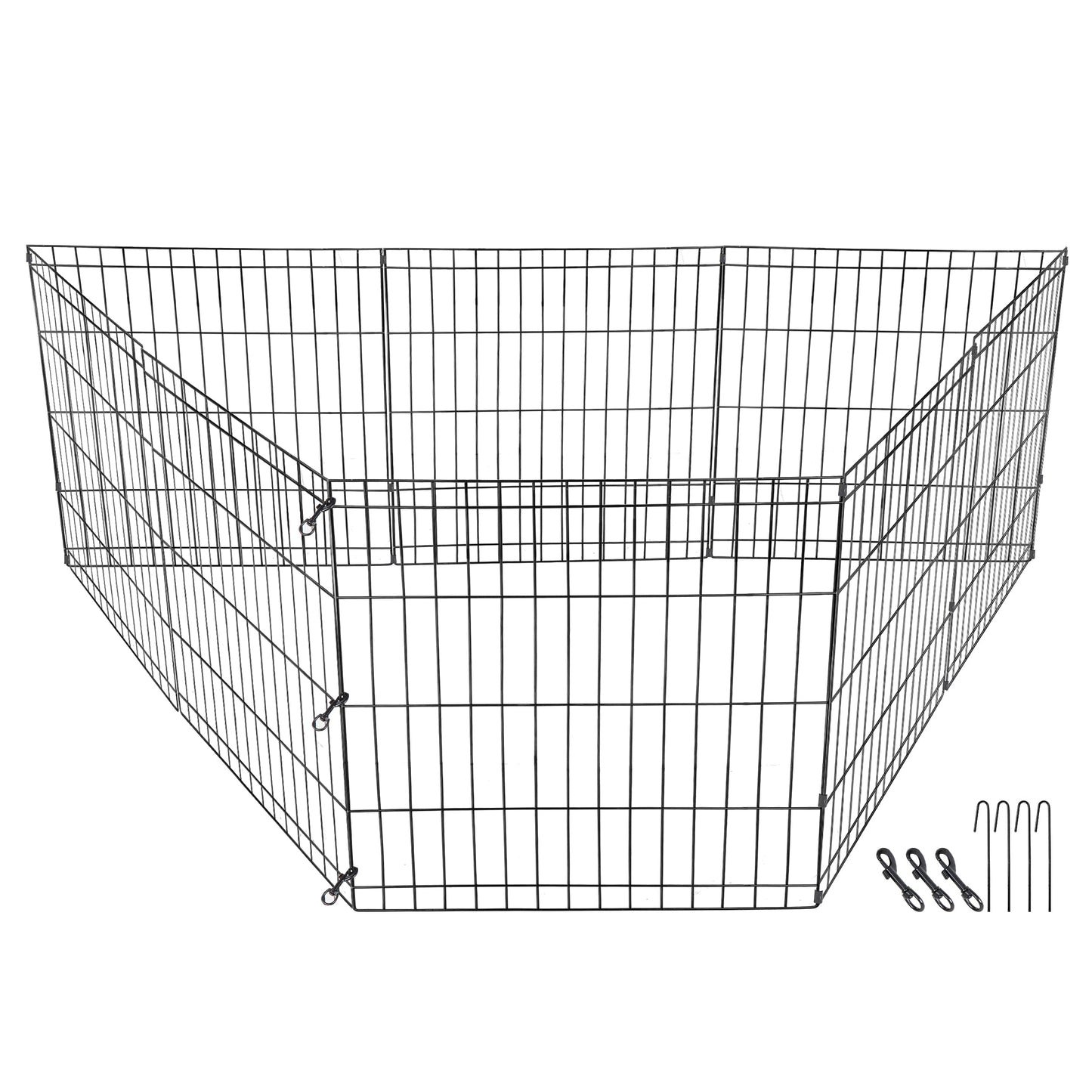 24'' Foldable Metal Exercise Dog Pet Playpen Fence Barrier - 8 Panels