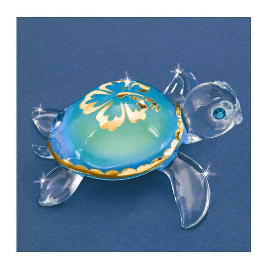 Sea Turtle Glass Figurine, 1.75 in. for Hoe Decoration