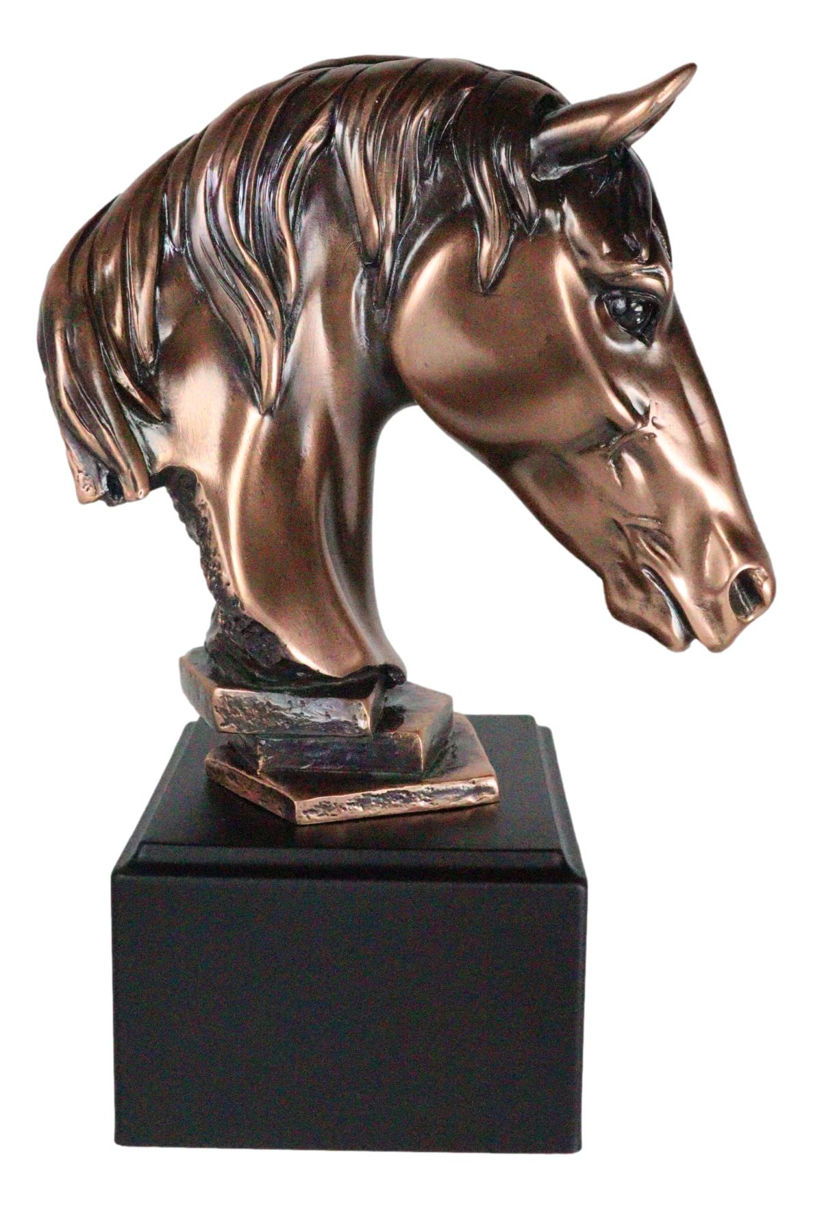 Horse Stallion Head Bust Figurine w/ Trophy Base