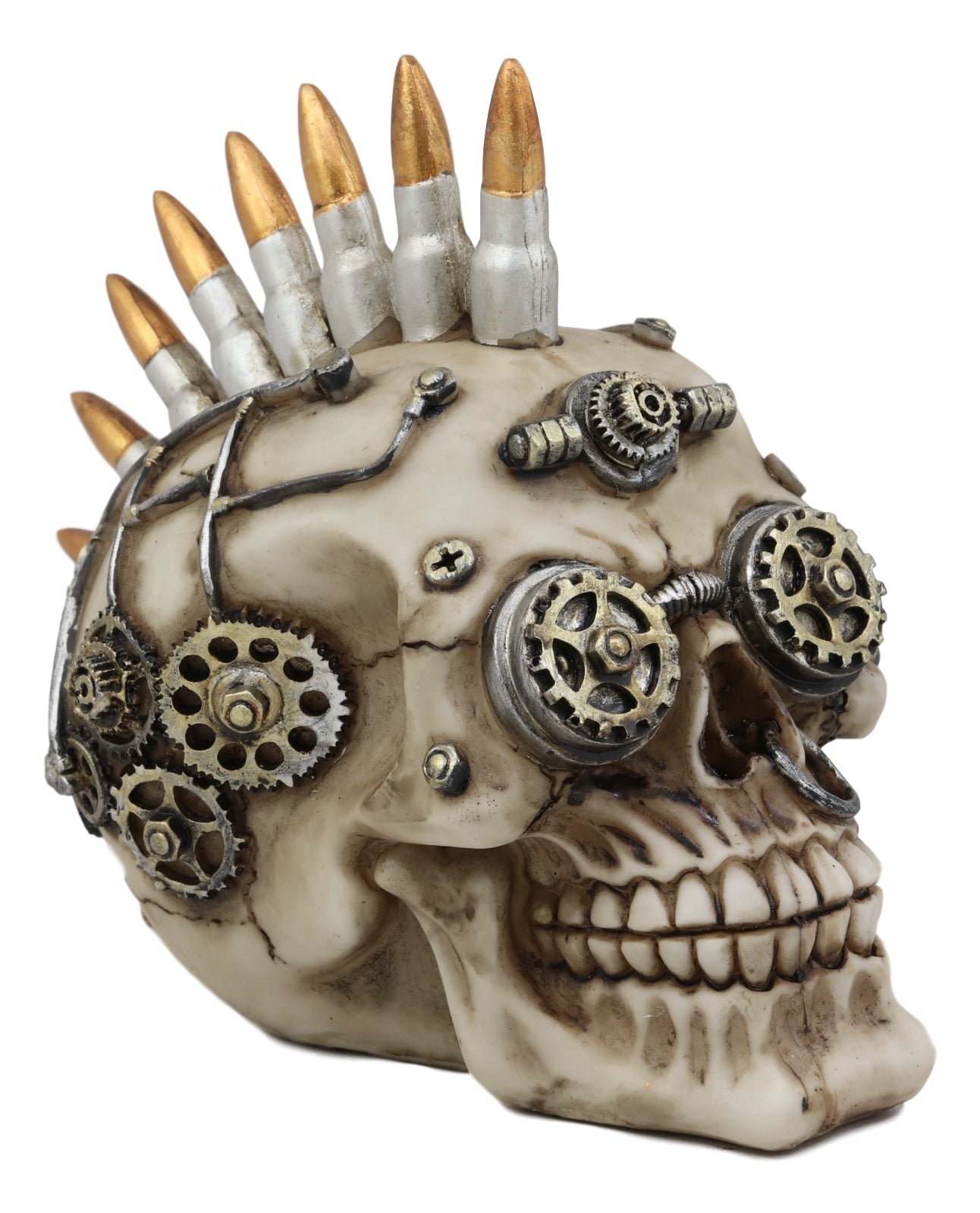 Badass Bullet Ammo Mohawk Punk Rock Steampunk Skull Figurine