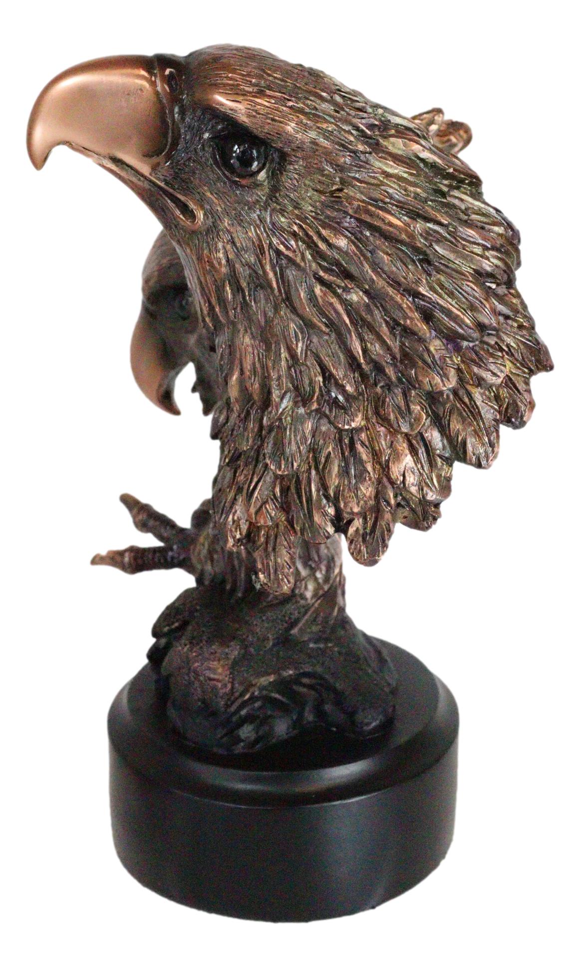 2 American Bald Eagle Heads w/ Talons Bronzed Resin Figurine