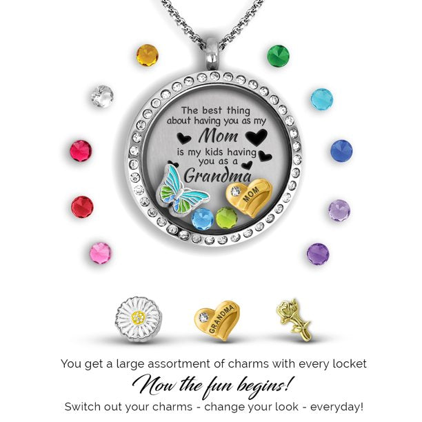 Grandma Gifts For Mothers Day For Mom From Daughter | Floating Locket Necklace