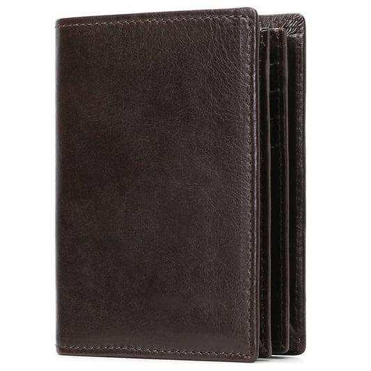 Wallets for Men Large Capacity Genuine Leather RFID Minimalist Bifold Wallet Card Holder, Coffee