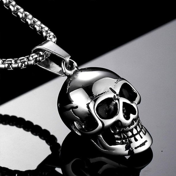 Devil Skull Punk Necklace Stainless Steel Gothic fpr Men/Women-Silver