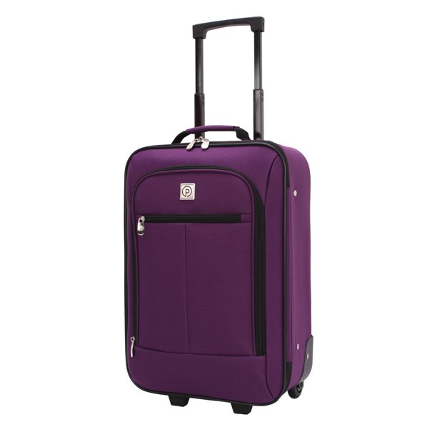 Pilot Case 18" Carry-on Luggage, Purple, 12.5"L x 6.5"D x 19.25"H