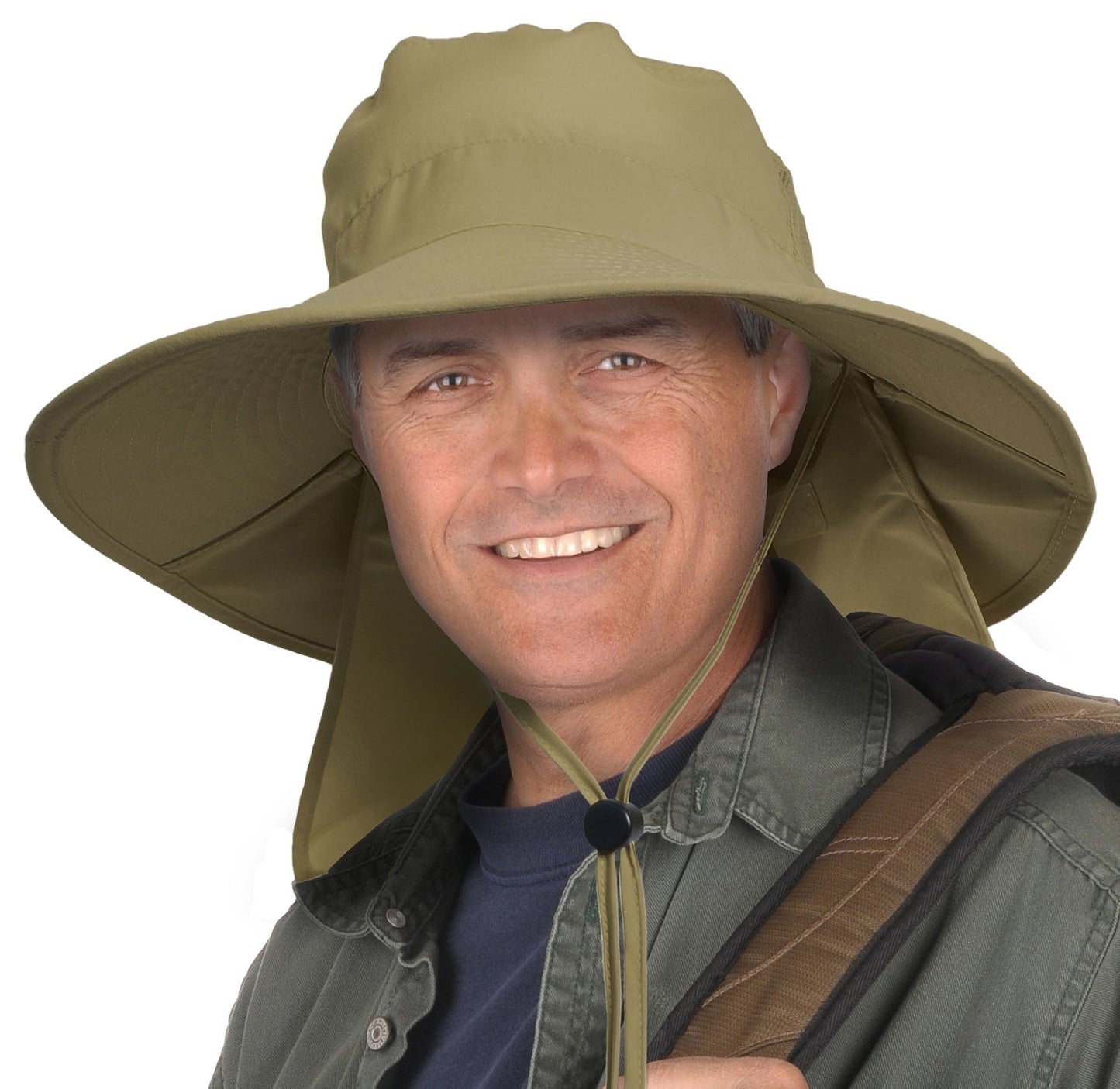 Sun Protection Fishing Cap ww/ Neck Flap Wide Brim Hat