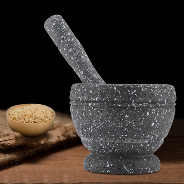 Granite Mortar and Pestle Set - Perfect for Crushing and Grinding Herbs and Spices to Maximize Flavor, Easy to Use & Clean, Solid Stone