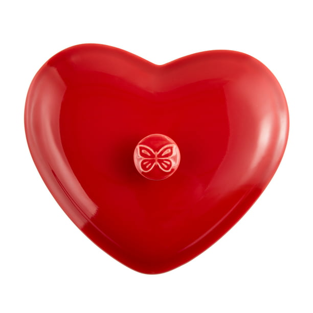 3 Red Mini Heart, Ceramic Baking Dish with Lid, 6.45"