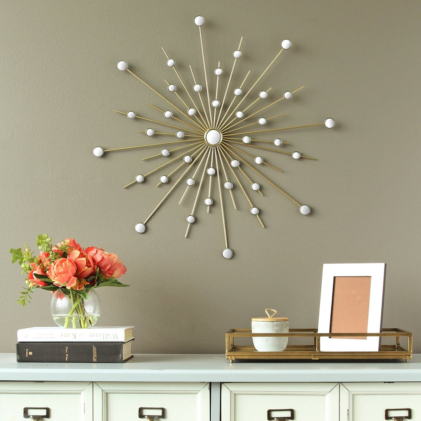 24" Sunburst Sparkle Wall Mirror, Gold