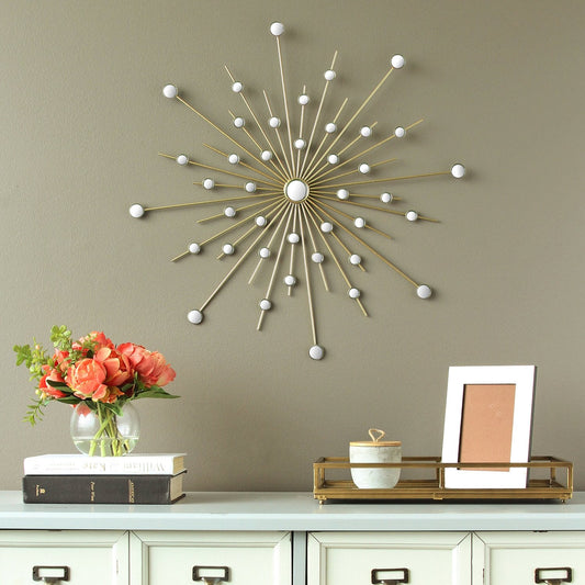 24" Sunburst Sparkle Wall Mirror, Gold