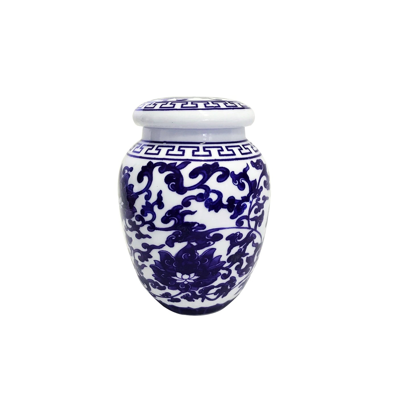 Decorative Blue & White Lotus Pattern Porcelain Jar