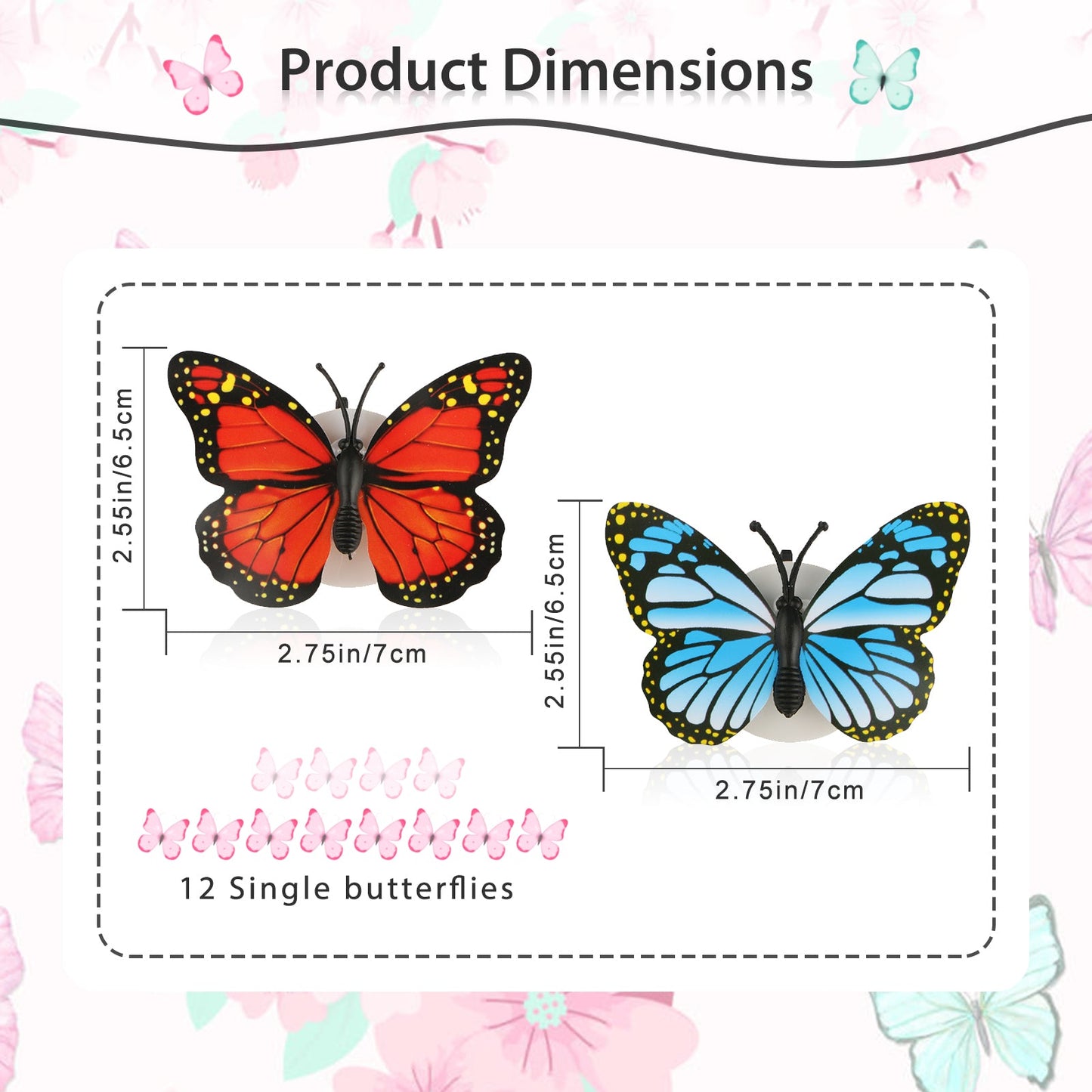 12Pcs Luminous 3D Butterfly Wall Stickers w/ Led Lights