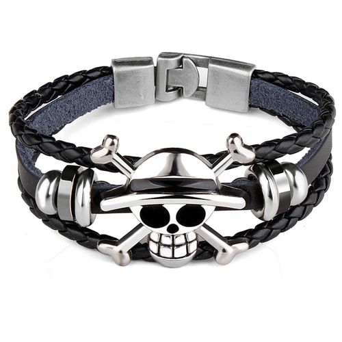 Skull Leather Punk Bracelet Gothic Rock Hip Hop Bangle