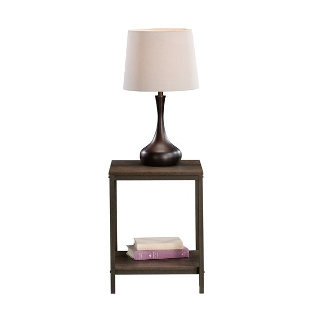 Curiod Square Metal Frame End Table, Smoked Oak Finish