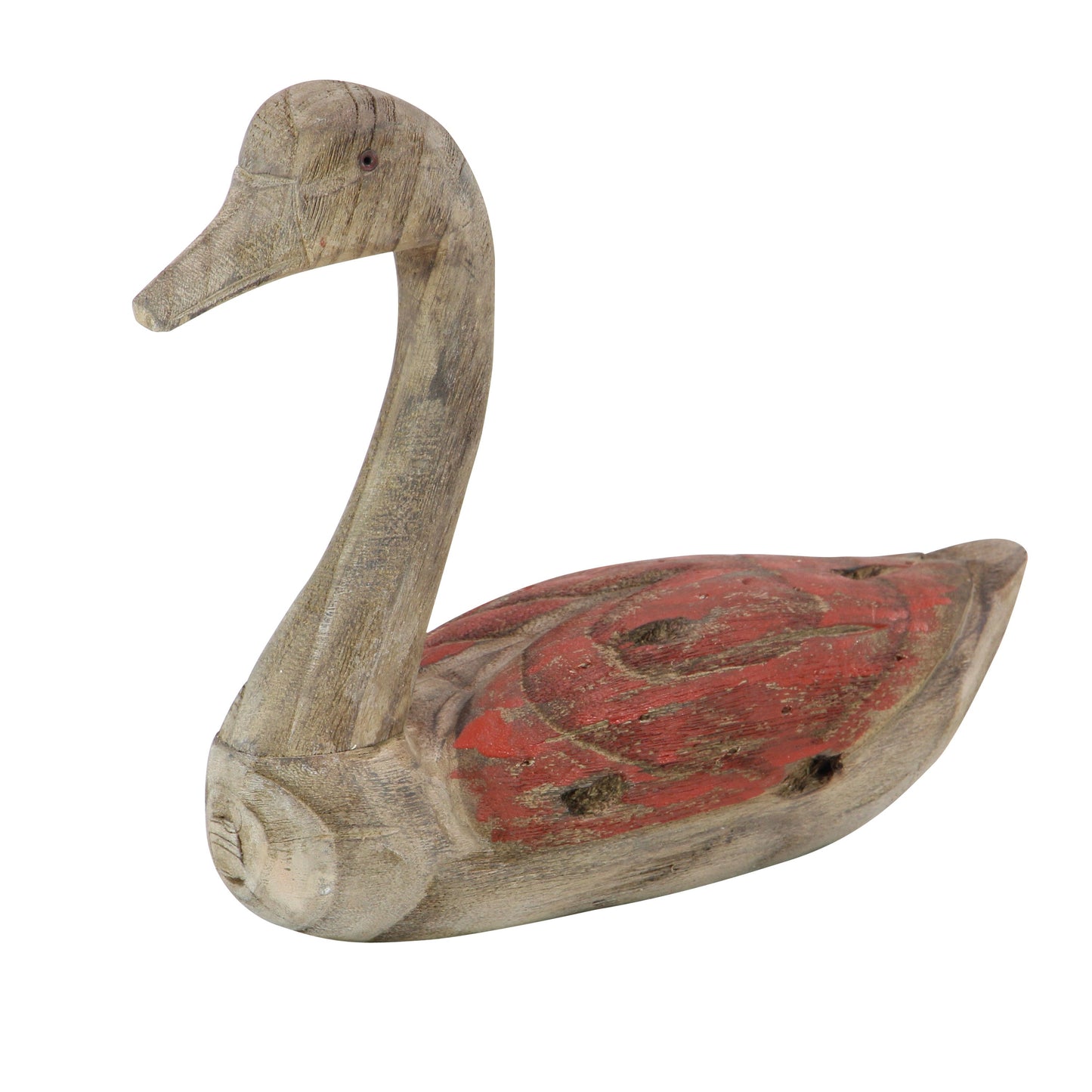 Wood Coastal Bird Sculpture, Brown/Red