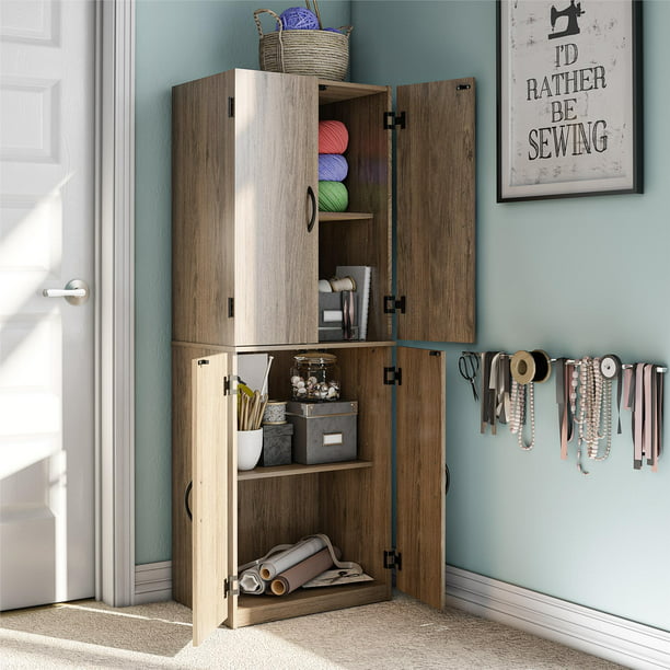 4-Door 5' Storage Cabinet, Rustic Oak