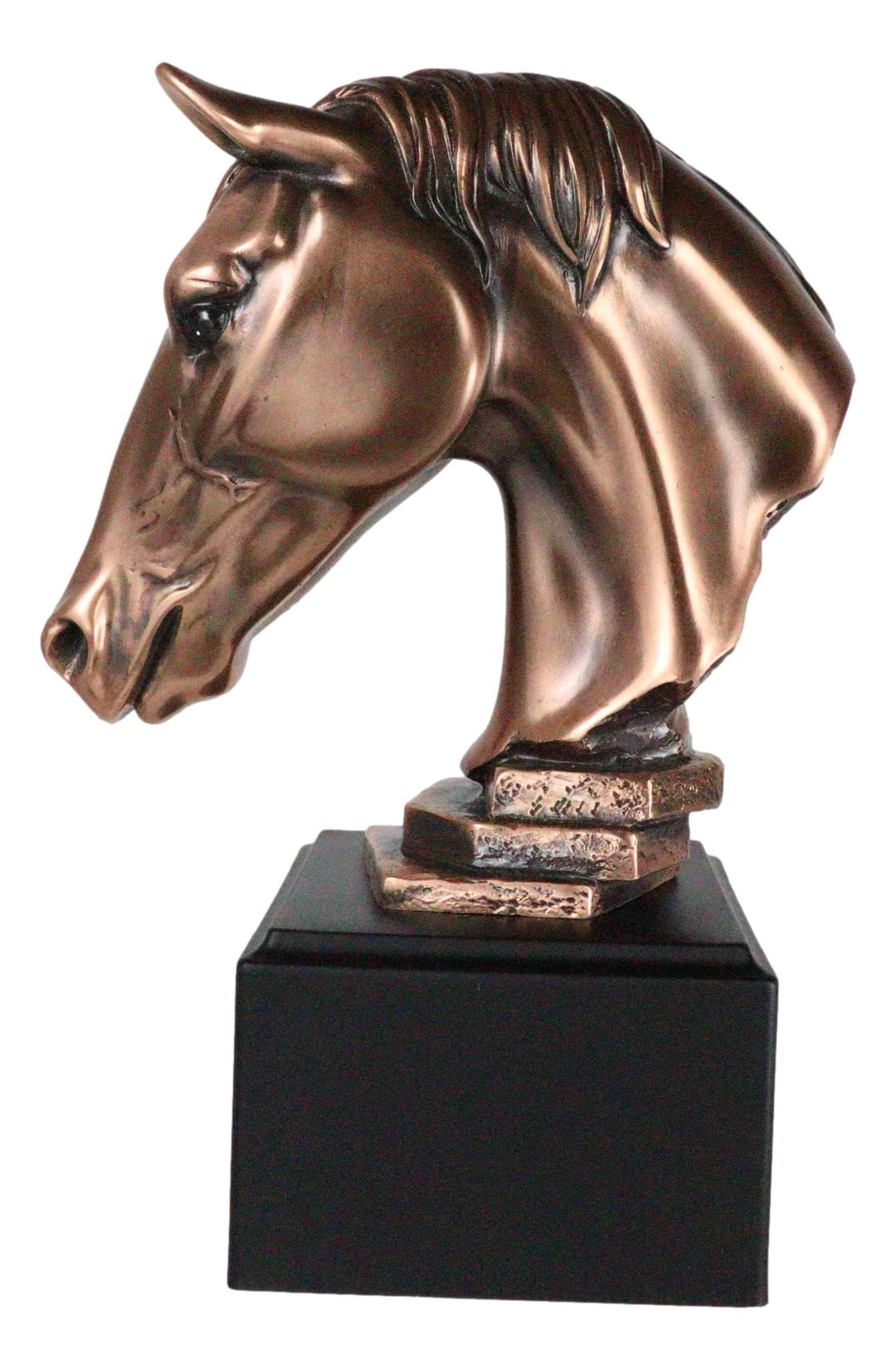 Horse Stallion Head Bust Figurine w/ Trophy Base