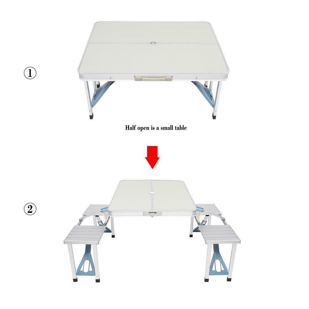 4 Person Aluminum Portable Compact Folding Suitcase Picnic Table Set