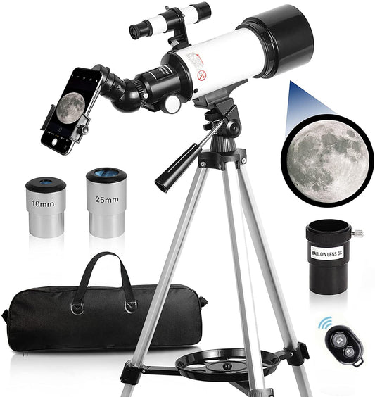 Telescope for Kids Beginners Adults, 70mm Refractor Telescope / Adjustable Tripod