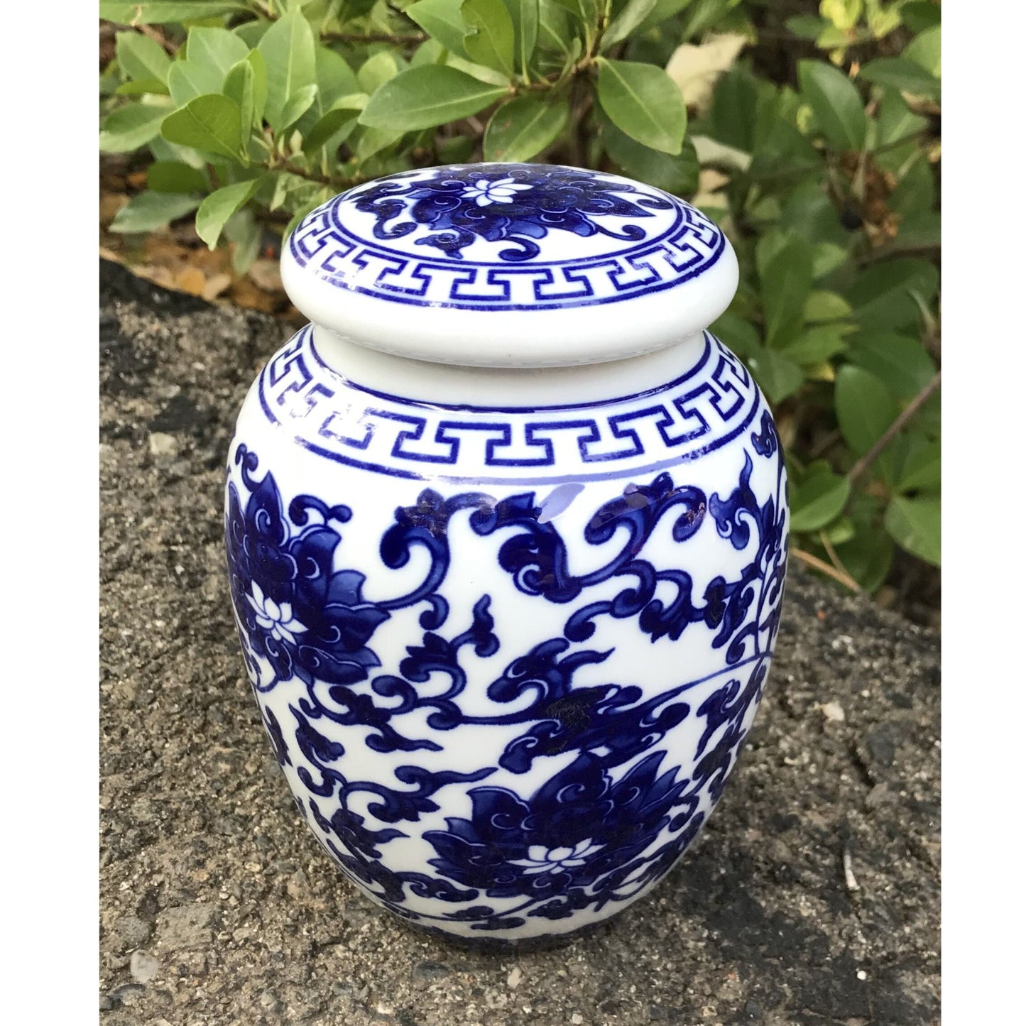 Decorative Blue & White Lotus Pattern Porcelain Jar