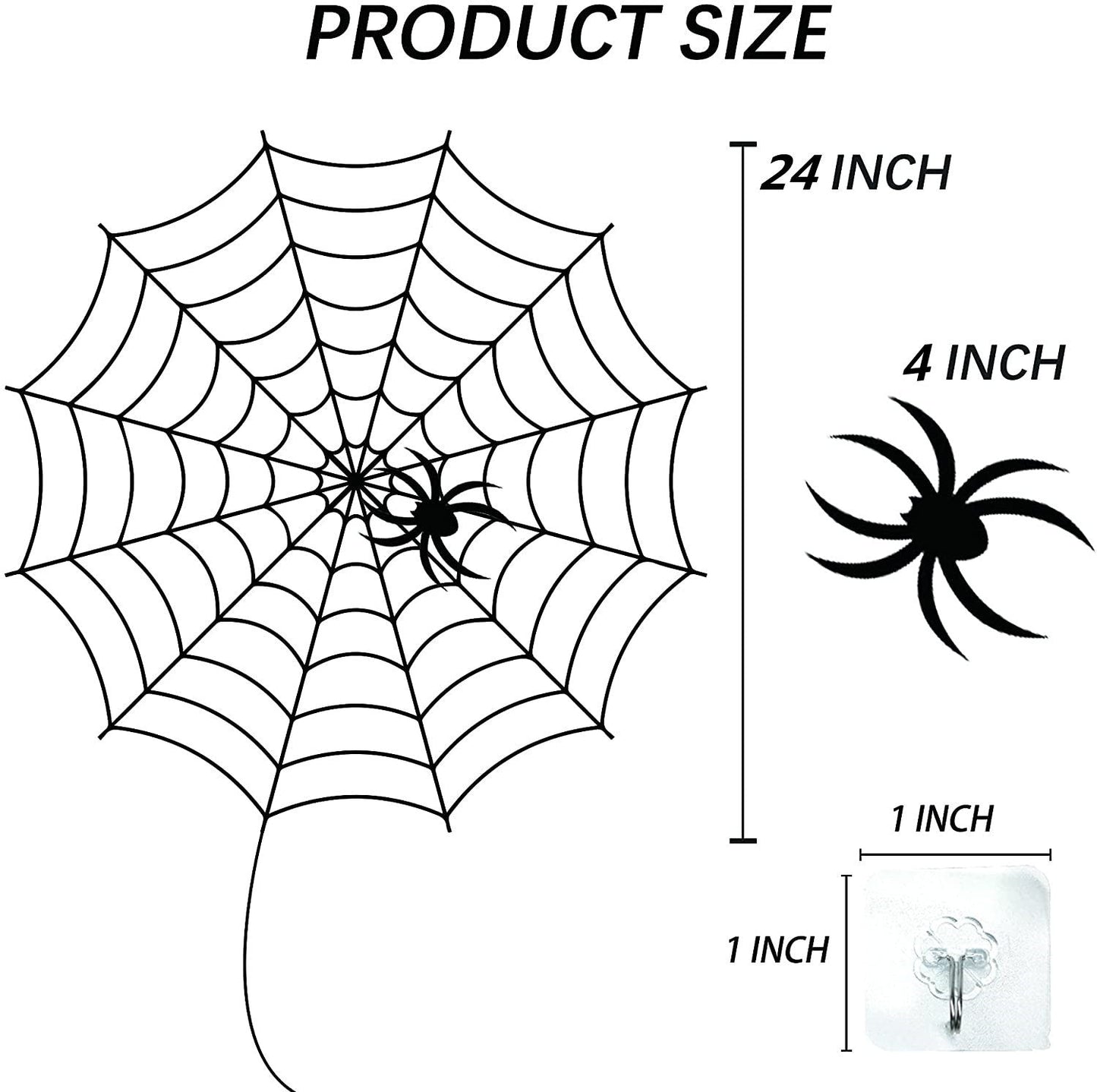 60 LED 24" Spider Web String Halloween Lights w/ Black Spider