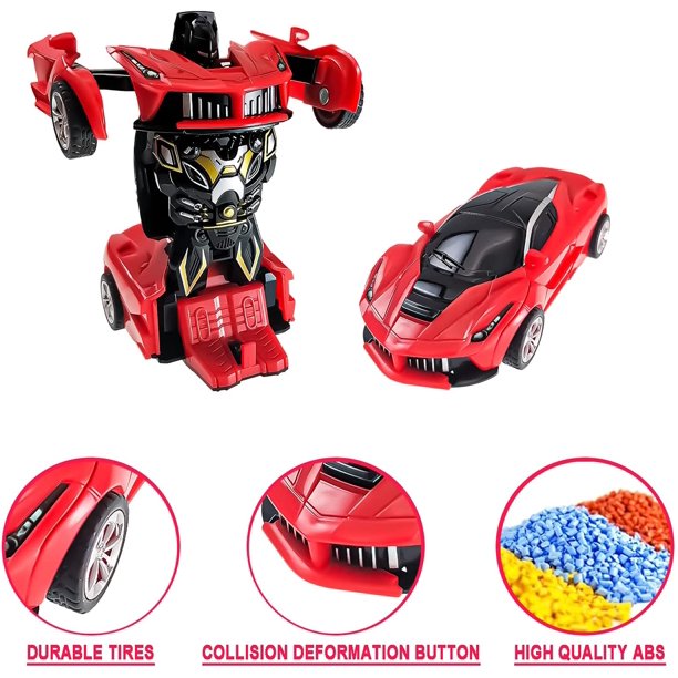 Transforming Toys Cars Robot Gift for Kids Boys/Girls-Red