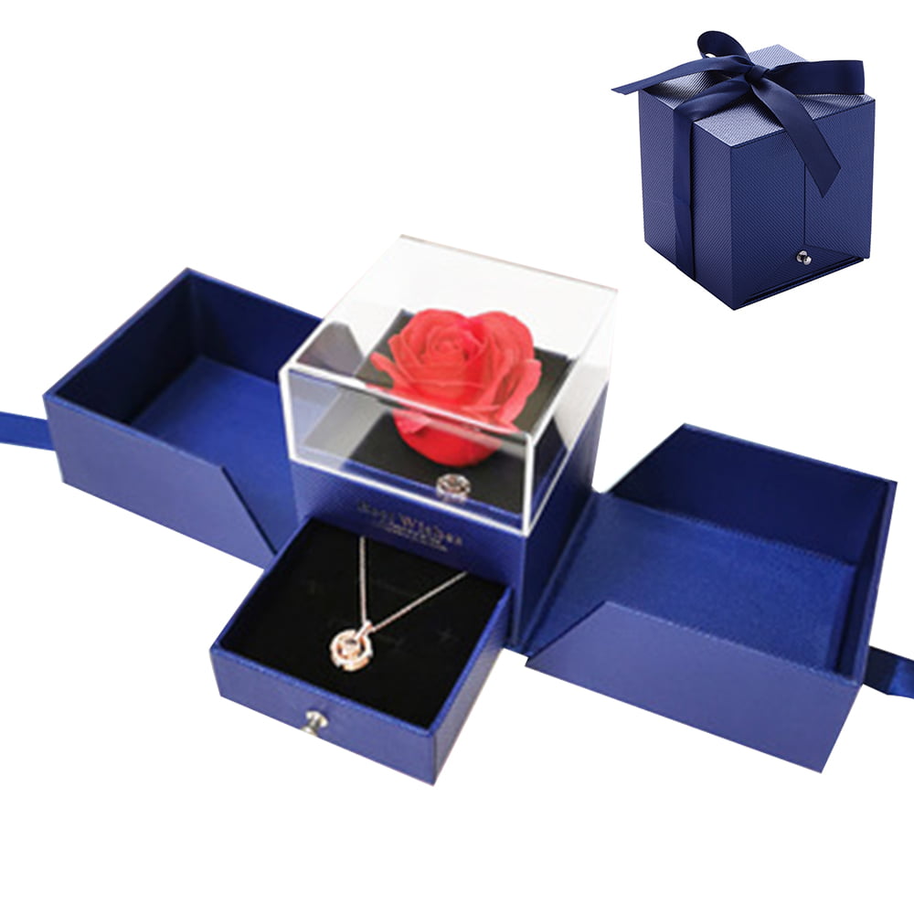 Real Handmade Preserved Rose Flower w/ Jewelry Box