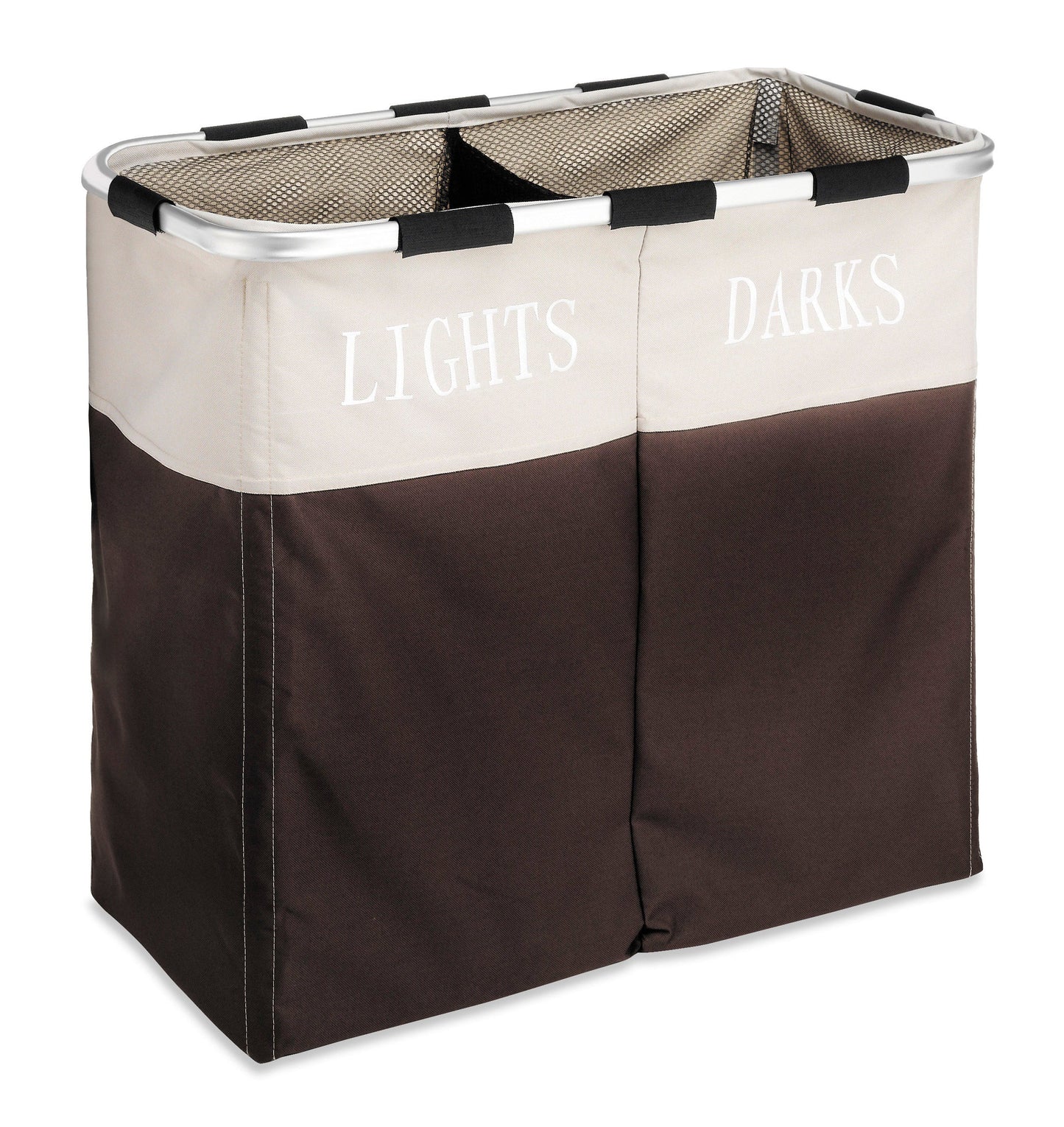 Fabric Two Compartment Laundry Hamper, Espresso