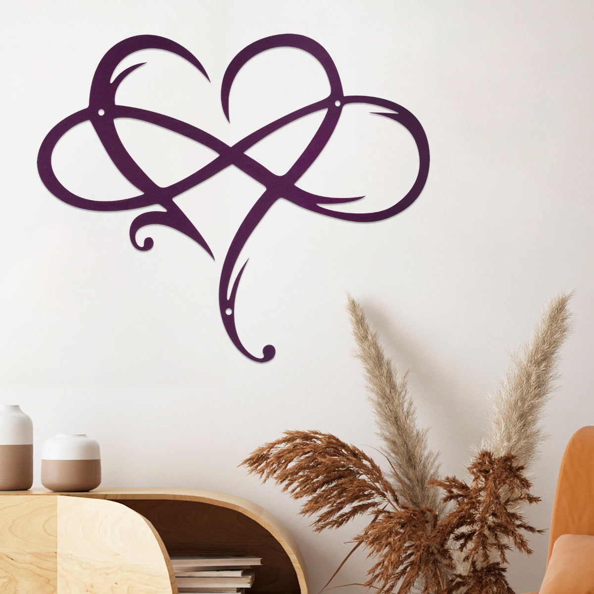 Metal Infinity Heart Hang Art Sculpture for Home Decoration