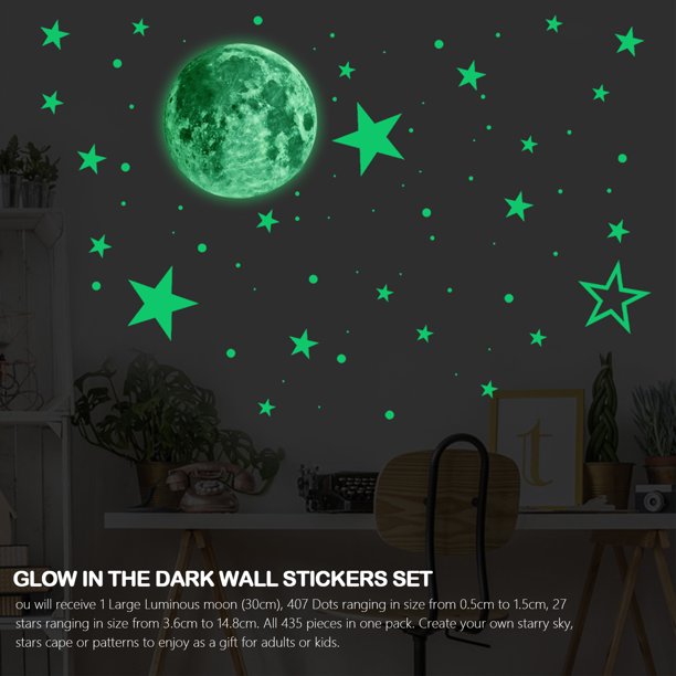 435pcs Glow in the Dark Stars Wall Stickers for Ceiling, Waterproof Non-Toxic for Wall Hanging Decoration