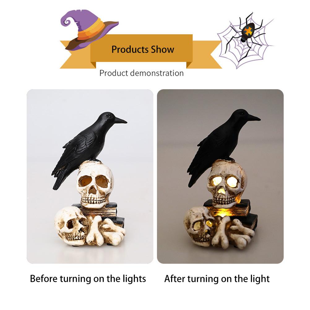 Halloween Decorations Lamp Skeleton Head Crow