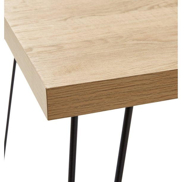 Hairpin Leg Square Side Table, Oak