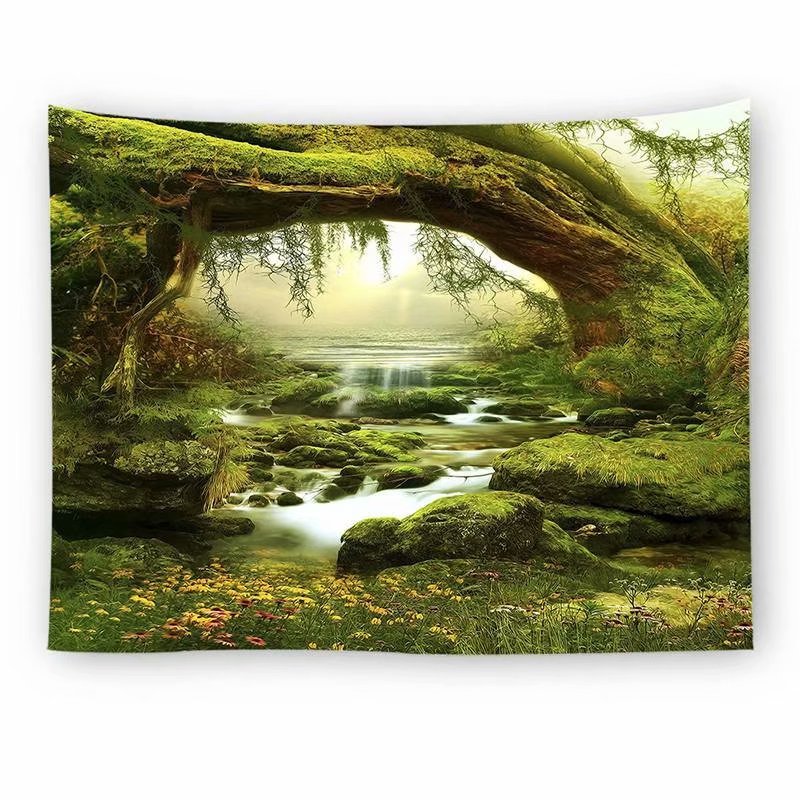 Art Mystic Trees & River Print Tapestry Wall Decor