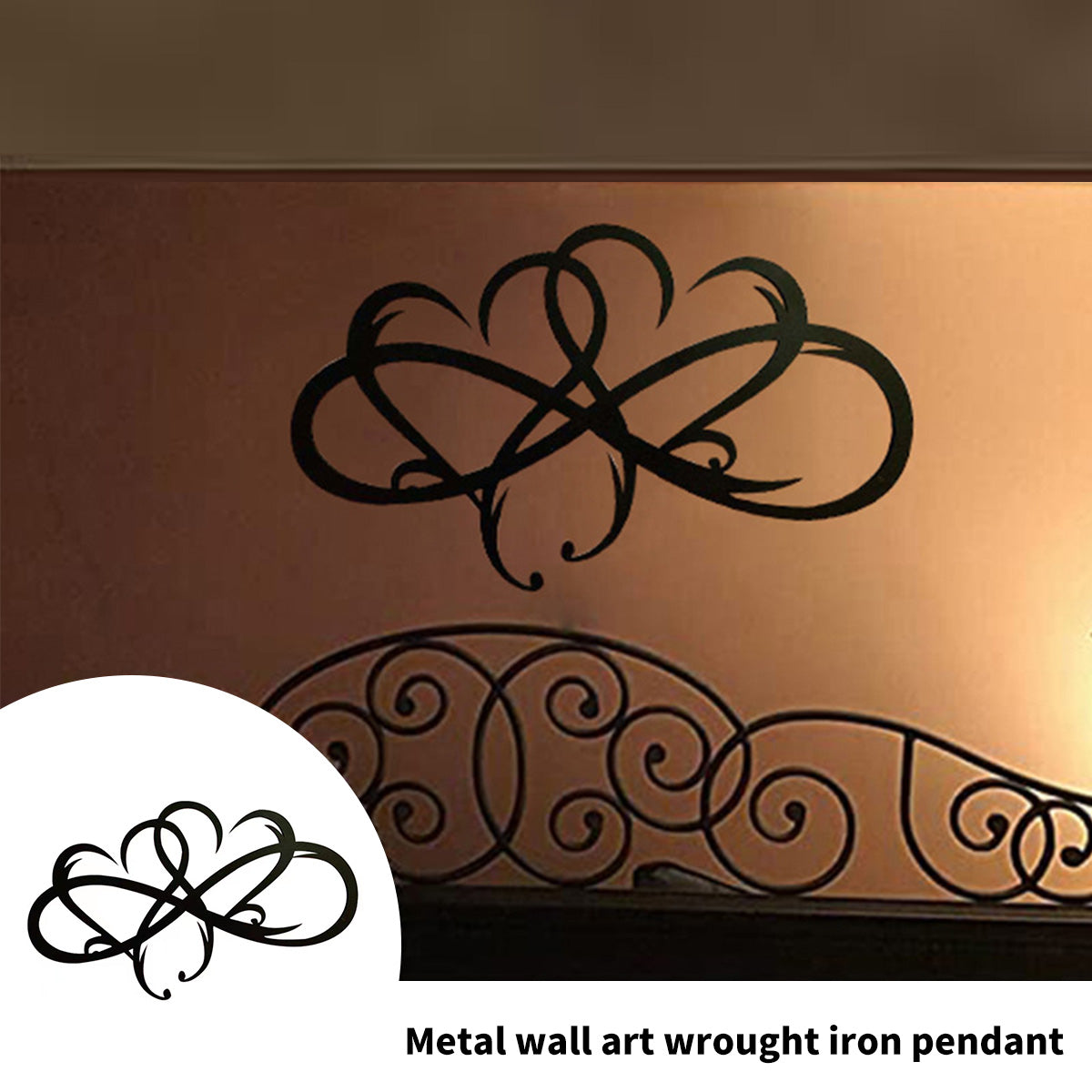 Metal Infinity Heart Hang Art Sculpture for Home Decoration