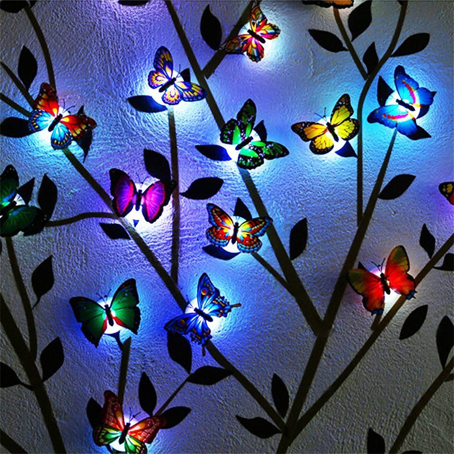 12Pcs Luminous 3D Butterfly Wall Stickers w/ Led Lights