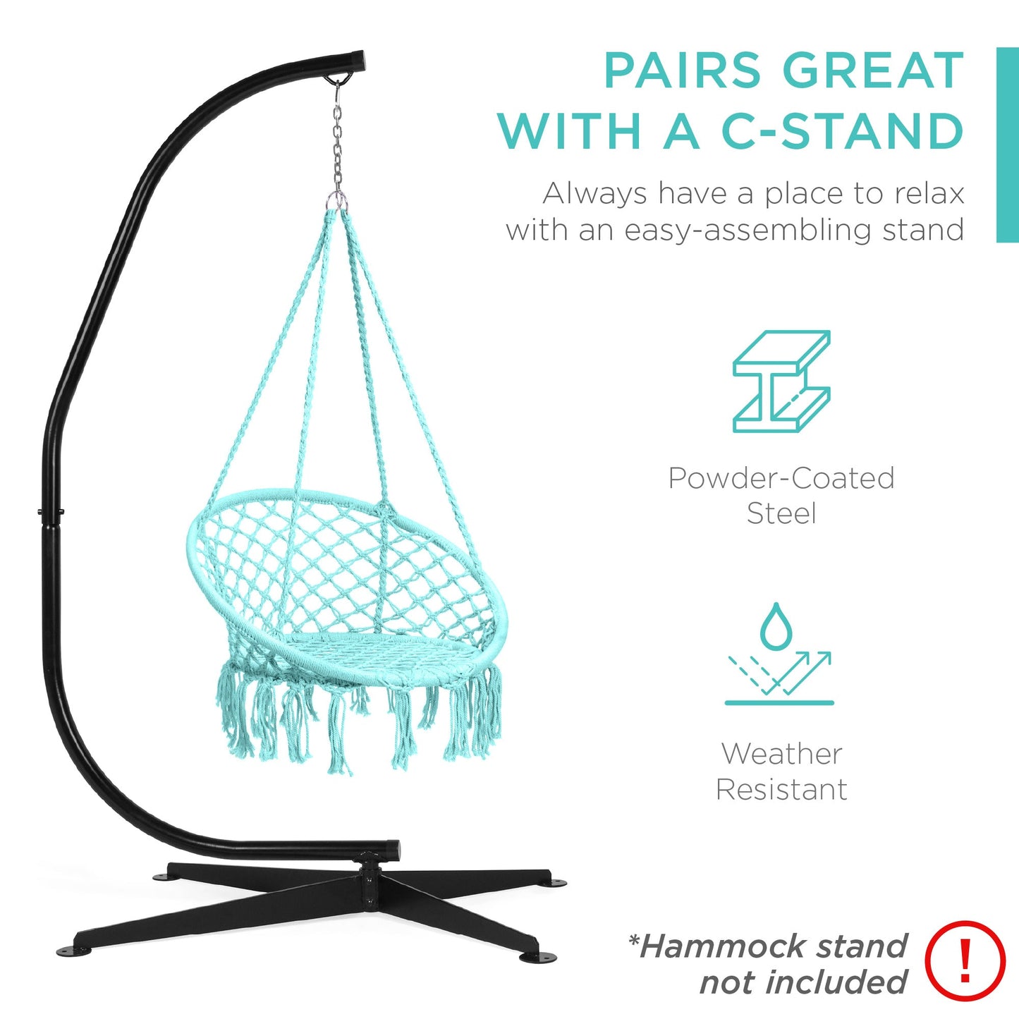 Handwoven Cotton Macrame Hammock Hanging Chair w/ Backrest