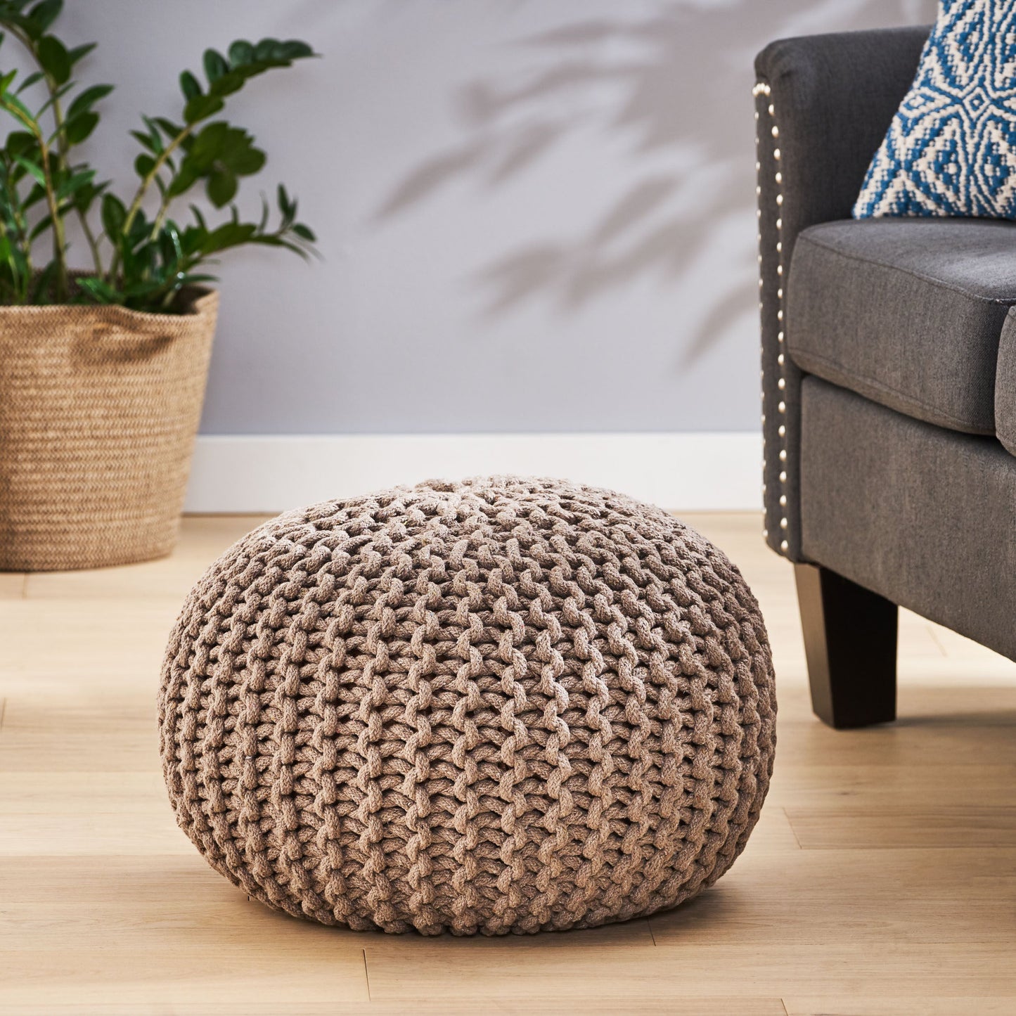 Indoor Bohemian Handcrafted Modern Cotton Ottoman Pouf