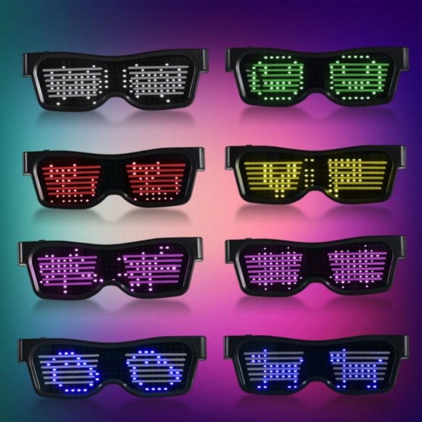 Pink LED Customizable Bluetooth Glasses for Party, APP Control LED Display Smart Glasses, USB Rechargeable