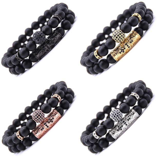 2 Pack Matte Beads   Unisex  Chakra  Bracelet   Fashion couple bracelet