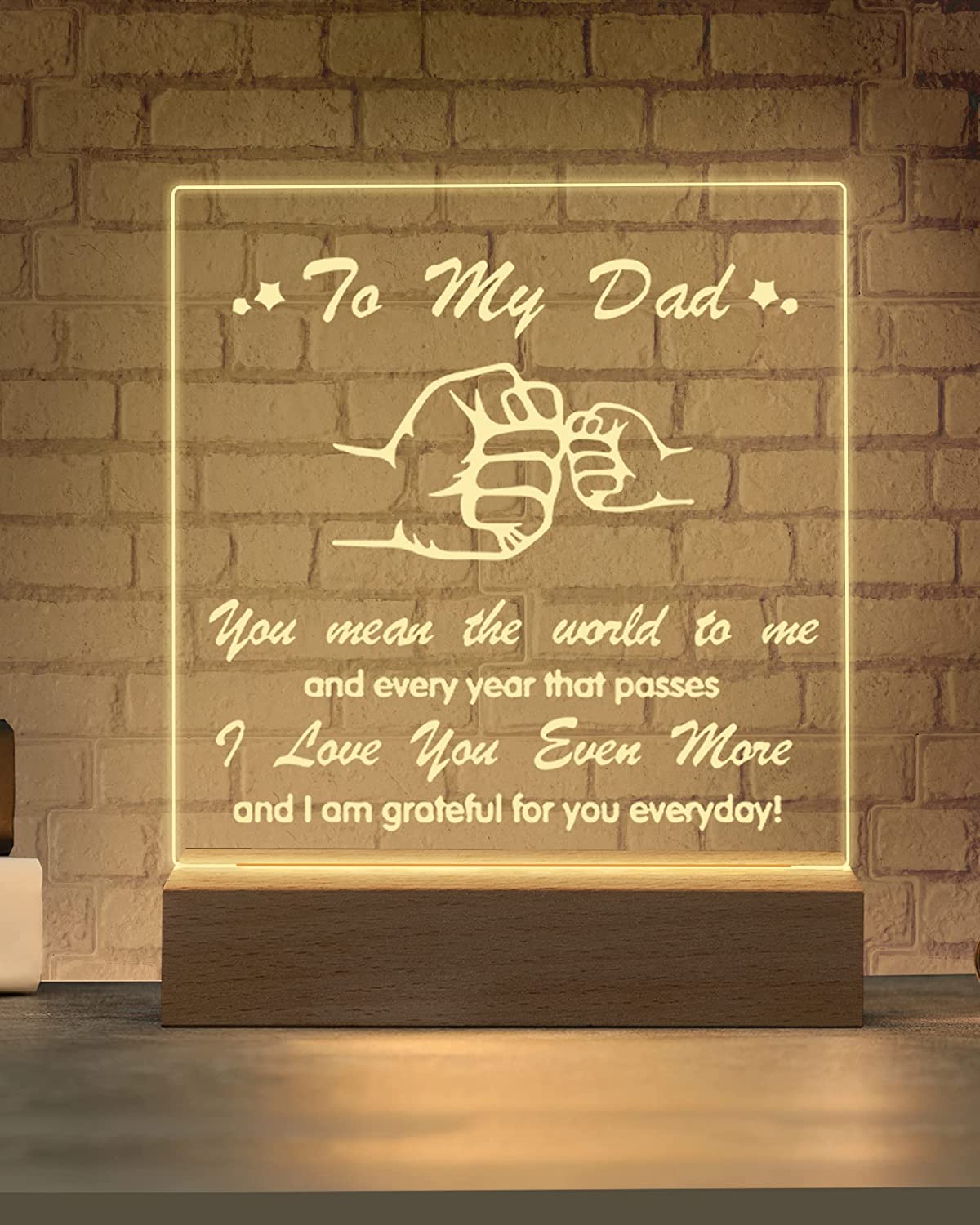 Birthday Gifts for Dad, Engraved Night Light Daddy Presents, Night Lamp 15CM*19CM