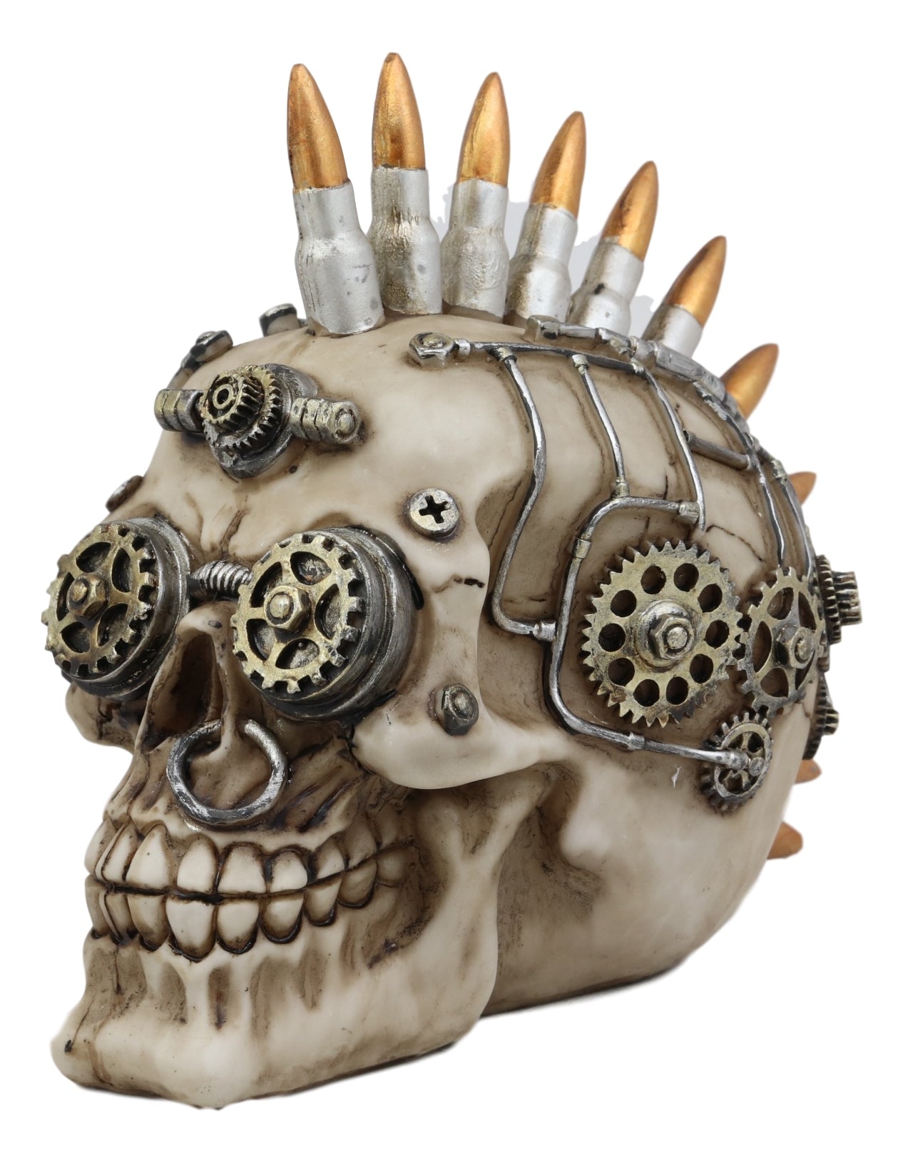 Badass Bullet Ammo Mohawk Punk Rock Steampunk Skull Figurine