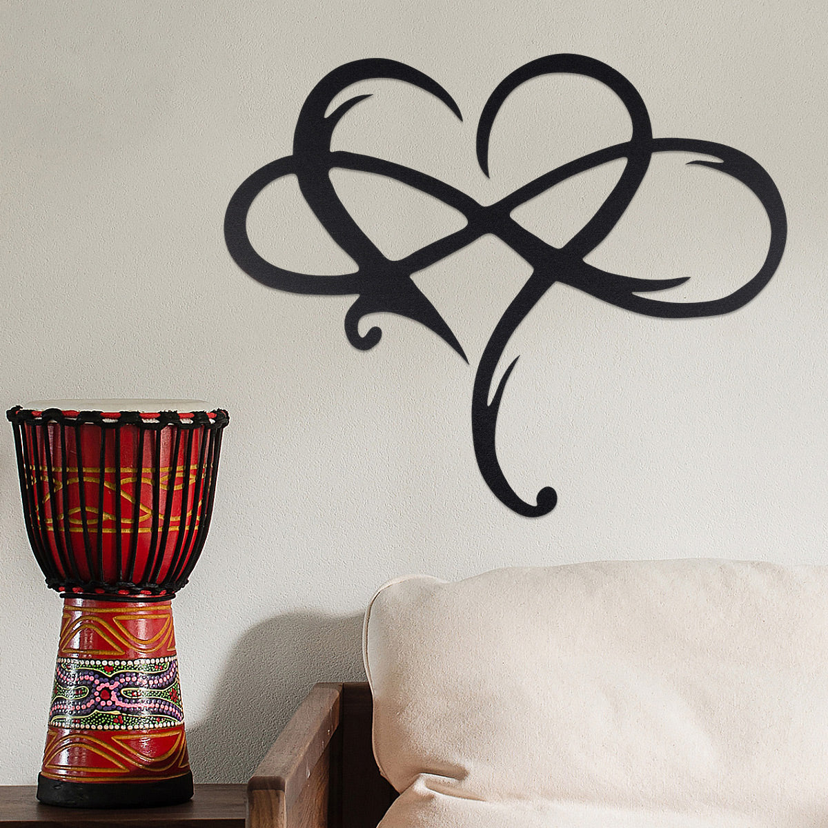 Metal Infinity Heart Hang Art Sculpture for Home Decoration