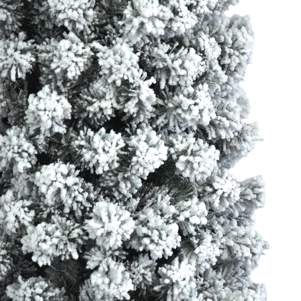 7.5ft Snow Flocked Artificial Pencil Christmas Tree, w/ Durable Stand,