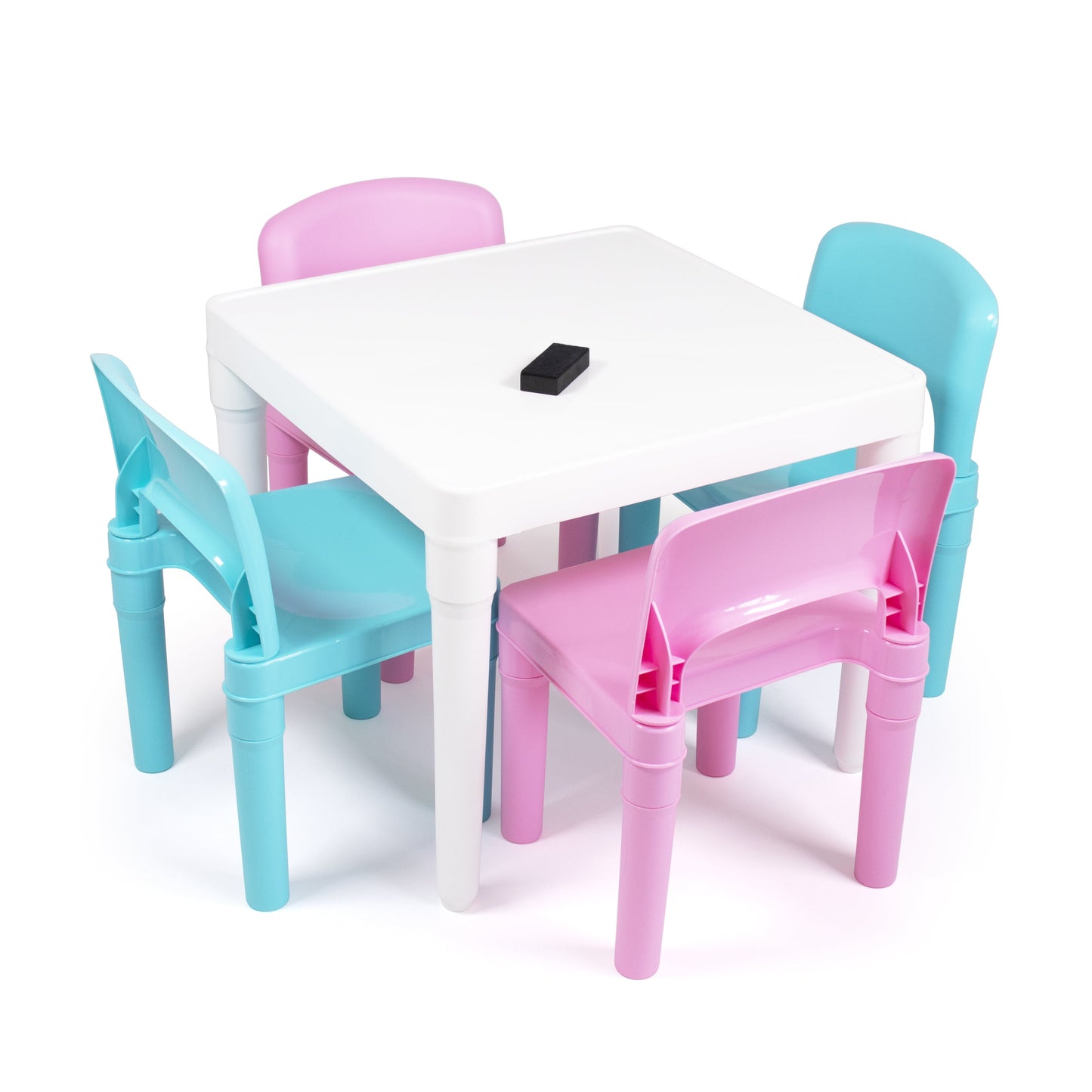 5-Piece Plastic Dry-Erase Table & Chair Set with Eraser