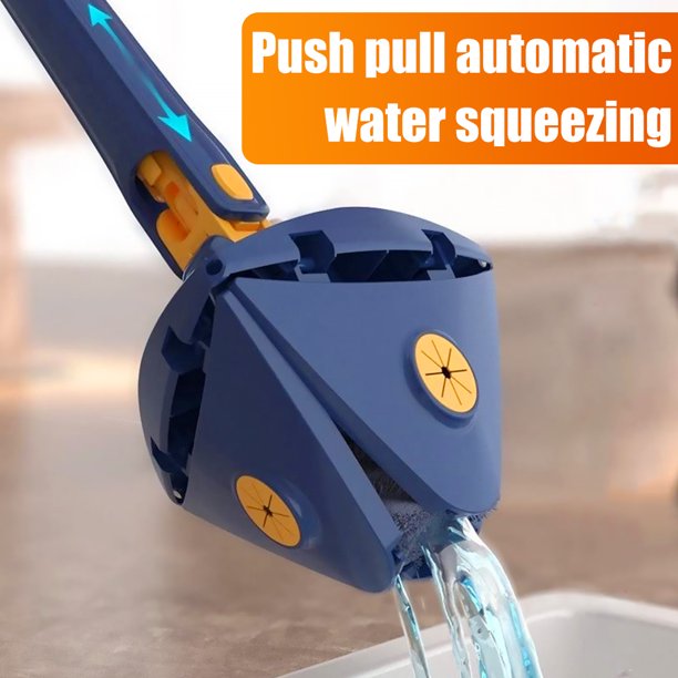 Cleaning Mop,360 Degrees Rotatable Extendable 51Inch Triangle Automatic Water Squeezing