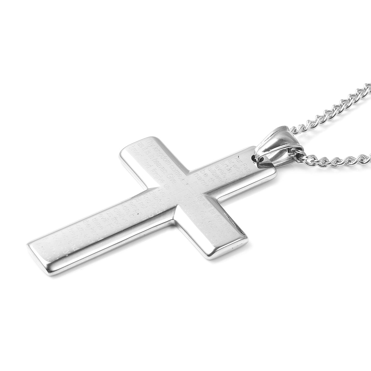 Women Stainless Steel Bracelet & Cross Pendant Necklace Set