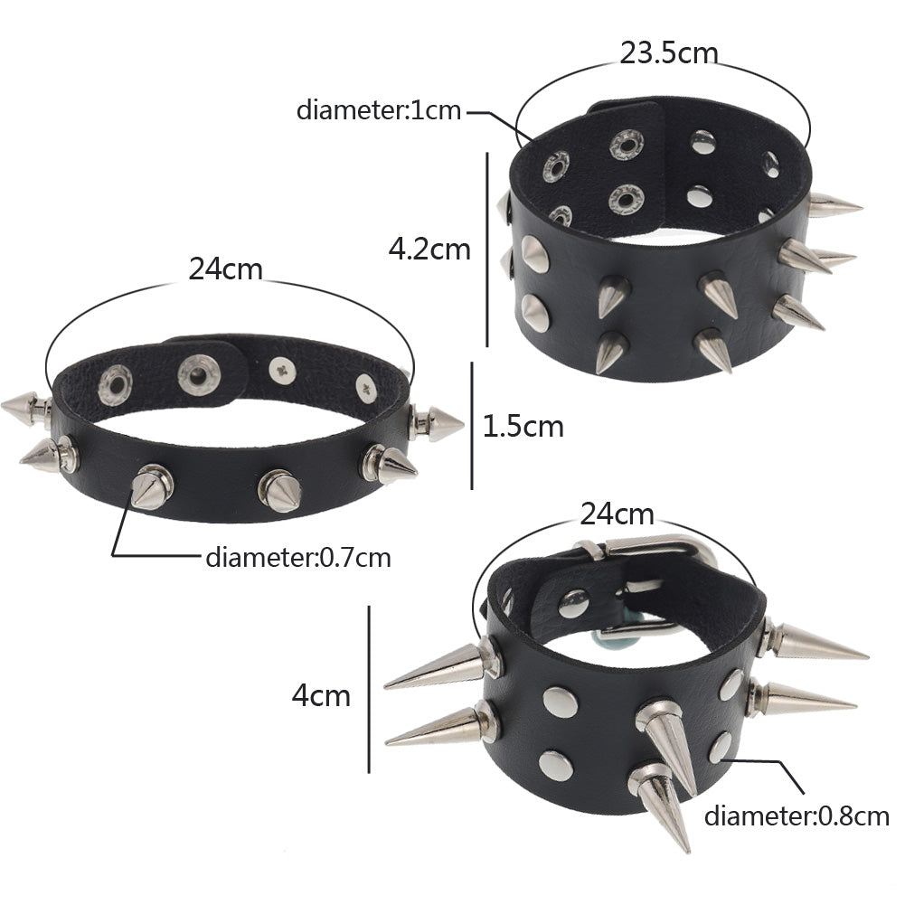 6 Pcs Men's Punk Studded Bracelet